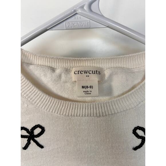 Crewcuts Girls‎ Crew Neck Sequin Bow Sweater Long Sleeve White Size Medium (8-9) - Picture 5 of 9